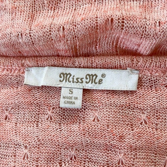 Miss Me Pink Knit Semi-Sheer Long Sleeve Sweater With Lace Detailing Size Small - Picture 7 of 8
